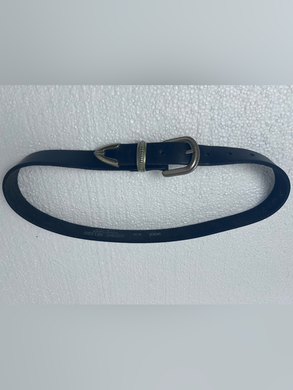 Women’s black Leather small / medium Belt with gold buckle made in 🇺🇸 USA